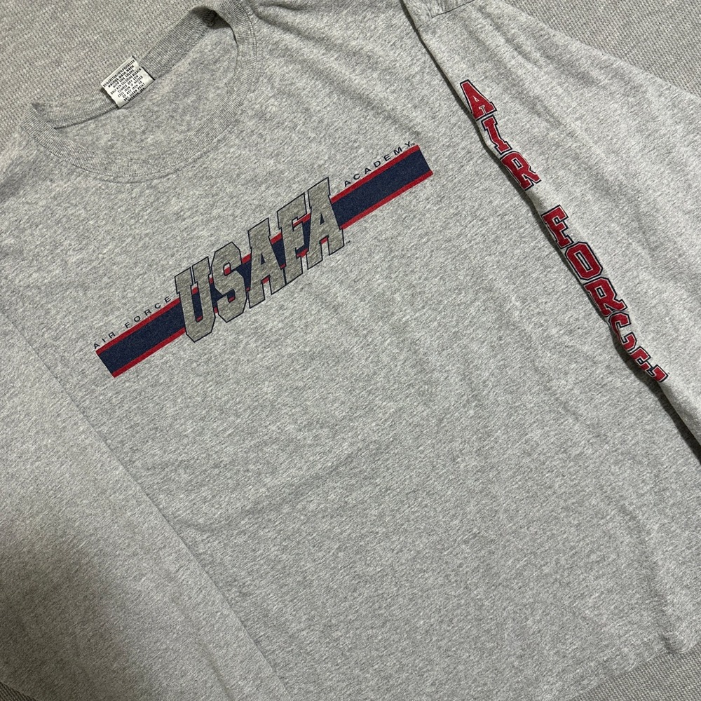 Gear For Sports USAFA Air Force Academy Long Sleeve T-Shirt Gray Mens XL Vintage
